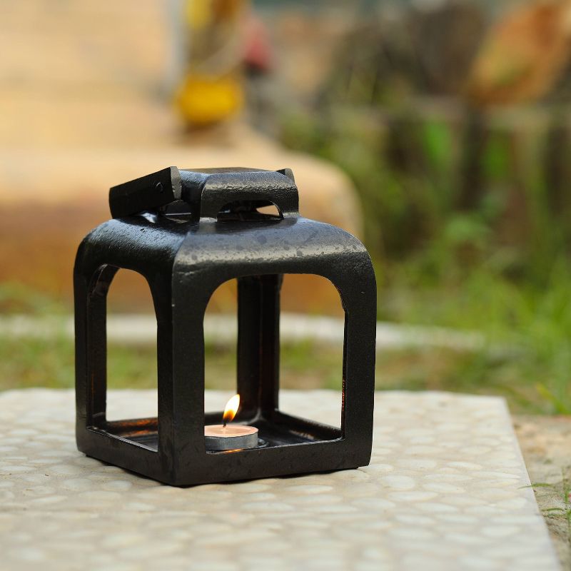 6.5" x 5" Aluminum Cast Metal Pillar Outdoor Lantern Black - Smith & Hawken™