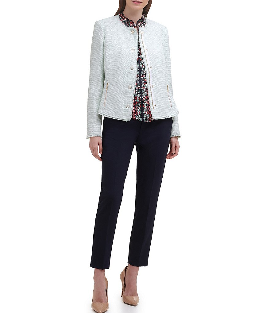 Kasper Glen Plaid Notch Lapel Two Button Front Pocket Jacket