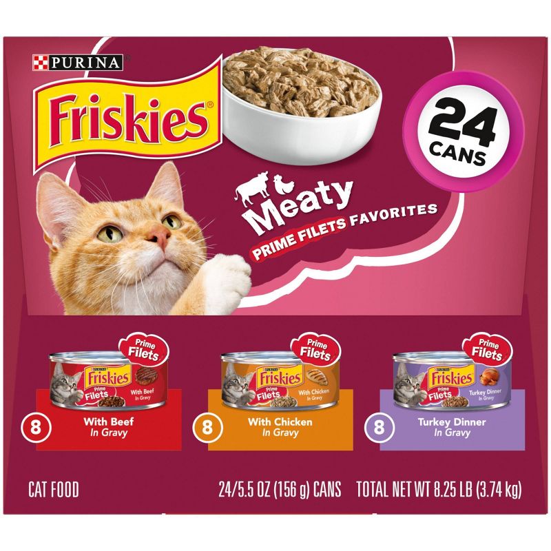 Purina Friskies Meaty Prime Filets Favorites Wet Cat Food - 5.5oz/24ct Variety Pack