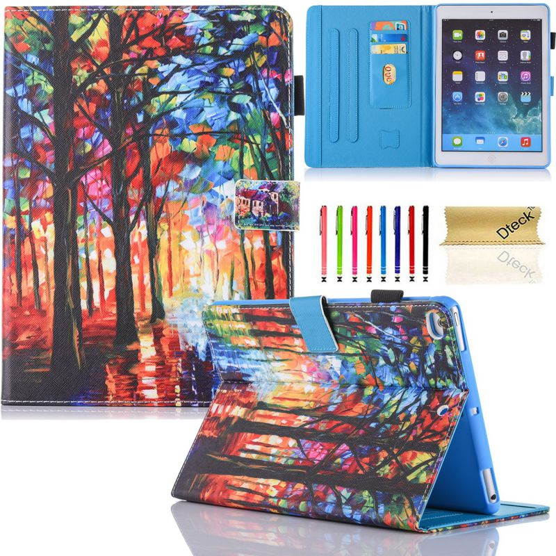 Dteck iPad Mini 1 2 3 4 Case - Slim Fit PU Leather Flip Stand Cover with Auto Sleep Wake Feature Smart Case for Apple iPad Mini 1/2/3/4 Generation, Colorful Tree