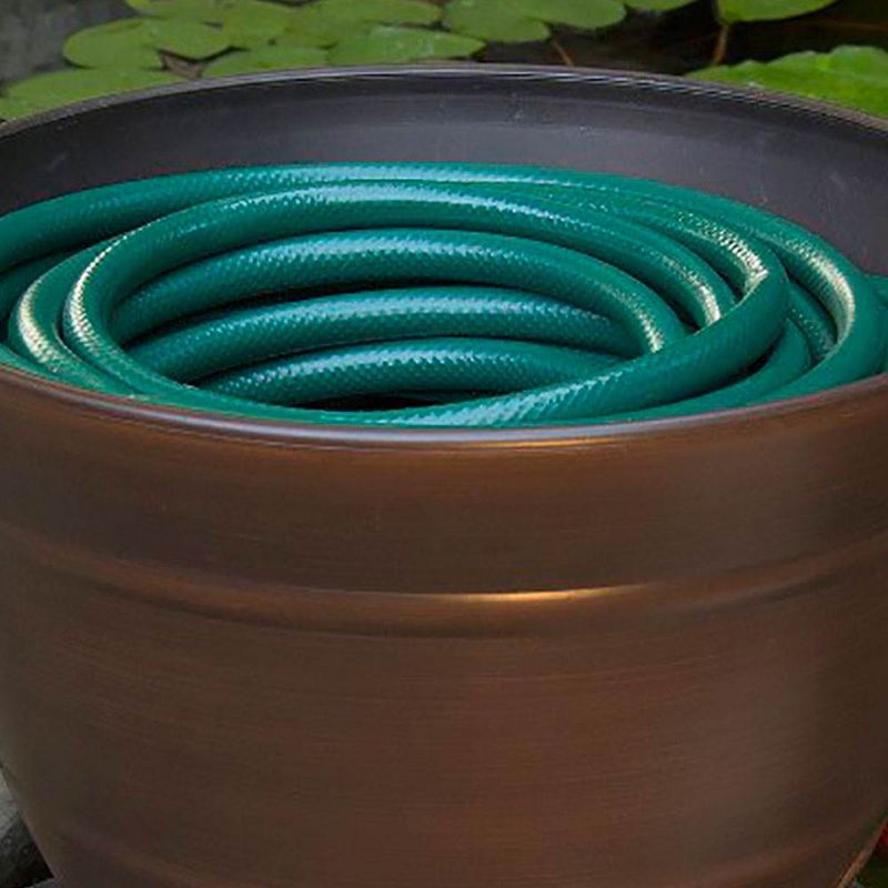 Liberty Garden LBG1924 Banded High Density Resin Hose Holder Pot with Drainage for Backyard, Garden, or Home, Bronze