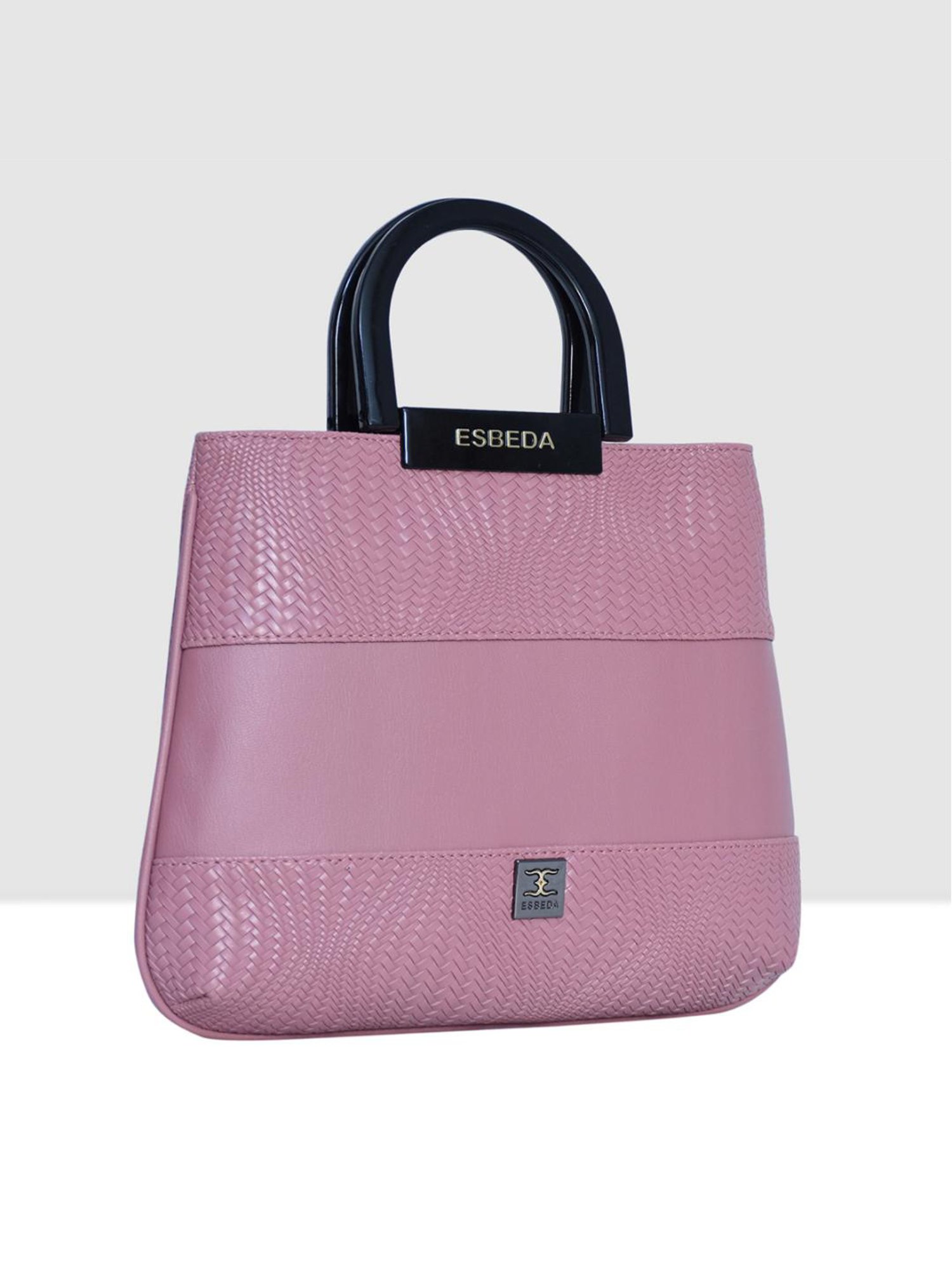 Esbeda Pink Textured Medium Satchel Handbag