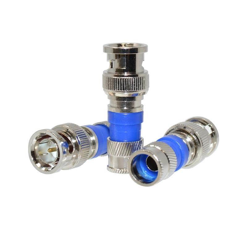 50 Pack BNC Compression Connector Adapter for RG6 Coax Cable Dual Shield CCTV