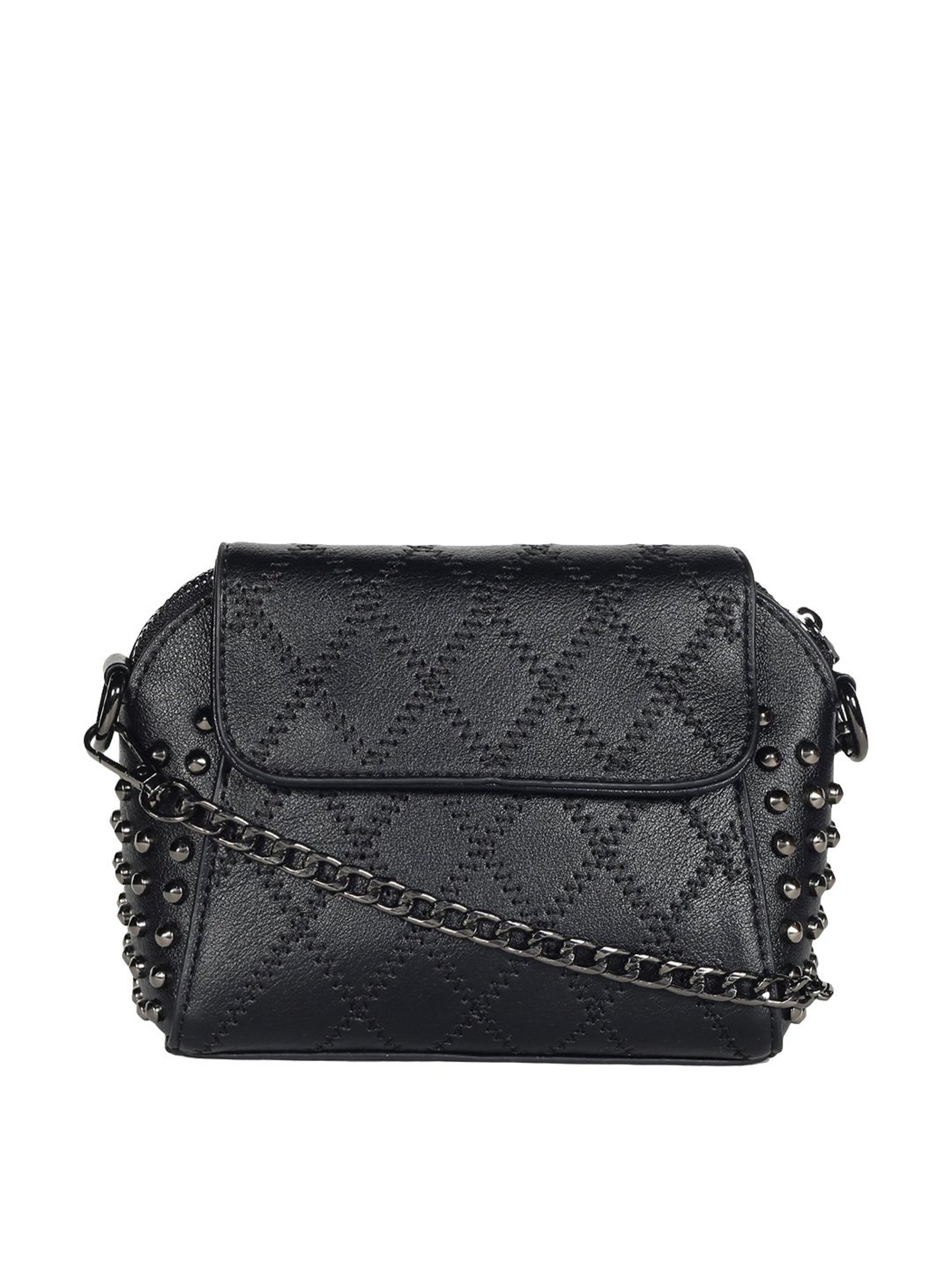 Crusset Black Rivets Small Sling Handbag