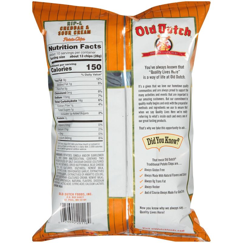 Old Dutch Family Pack Cheddar & Sour Cream Rip-L Potato Chips 9.5oz