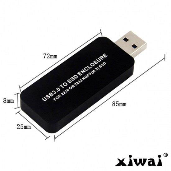 Xiwai Retractable 42mm NGFF M2 B-key or B/M-key SSD to USB 3.0 External PCBA Conveter Adapter Card Flash Disk Type Black