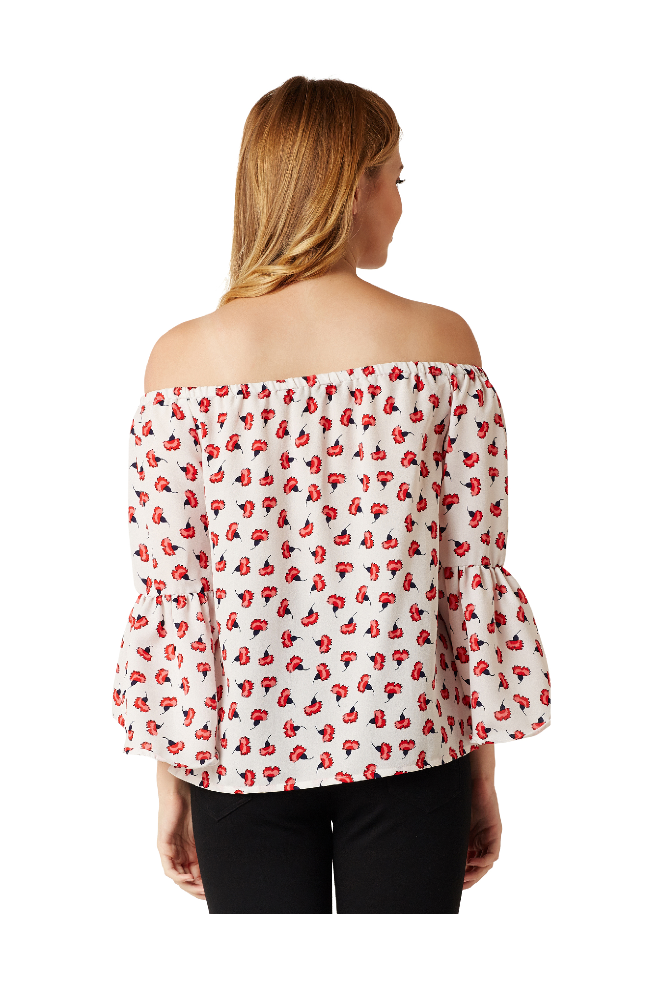 Miss Chase Off White Floral Print Crepe Top
