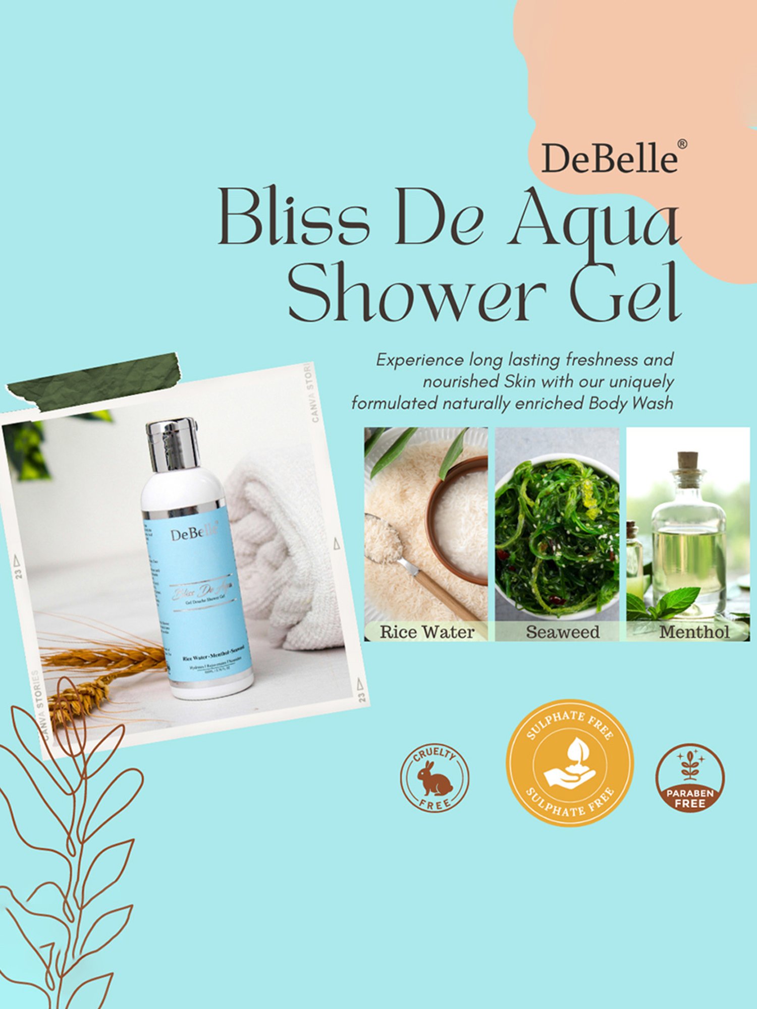 DeBelle Bliss De Aqua Gel Douche Shower Gel - 100 ml
