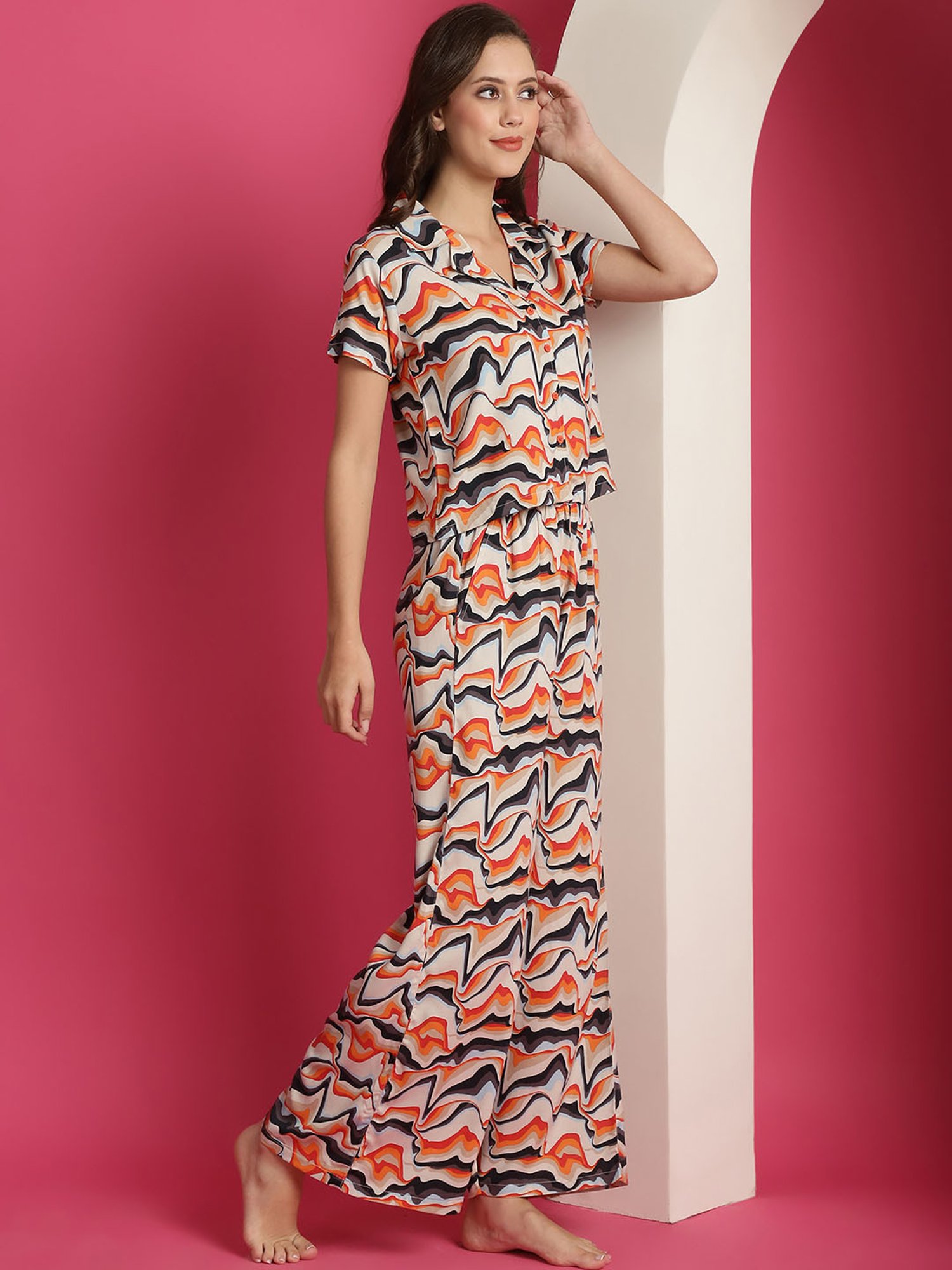 Boston Club Multicolor Printed Top With Lounge Pants