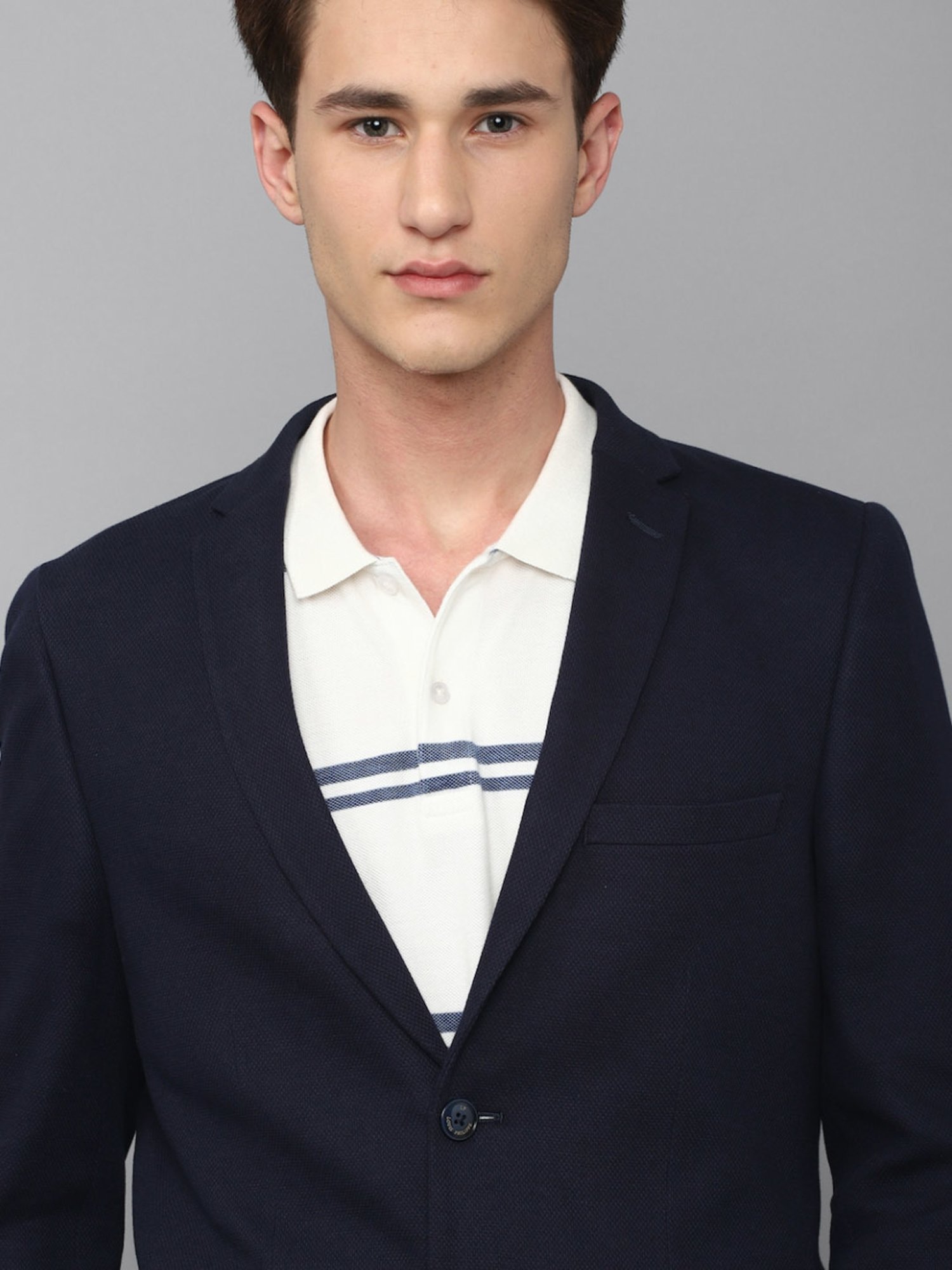 Louis Philippe Sport Navy Cotton Slim Fit Blazer
