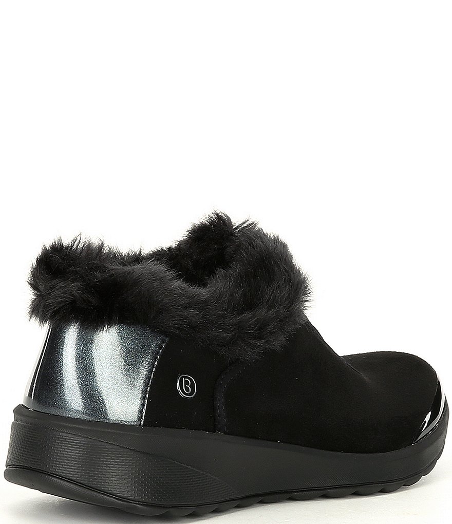 Bzees Golden Zip Front Faux Fur Lined Washable Wedge Booties
