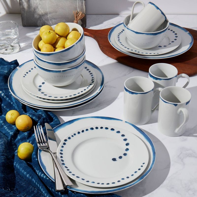 16pc Porcelain Marshall Dinnerware Set White - Elama