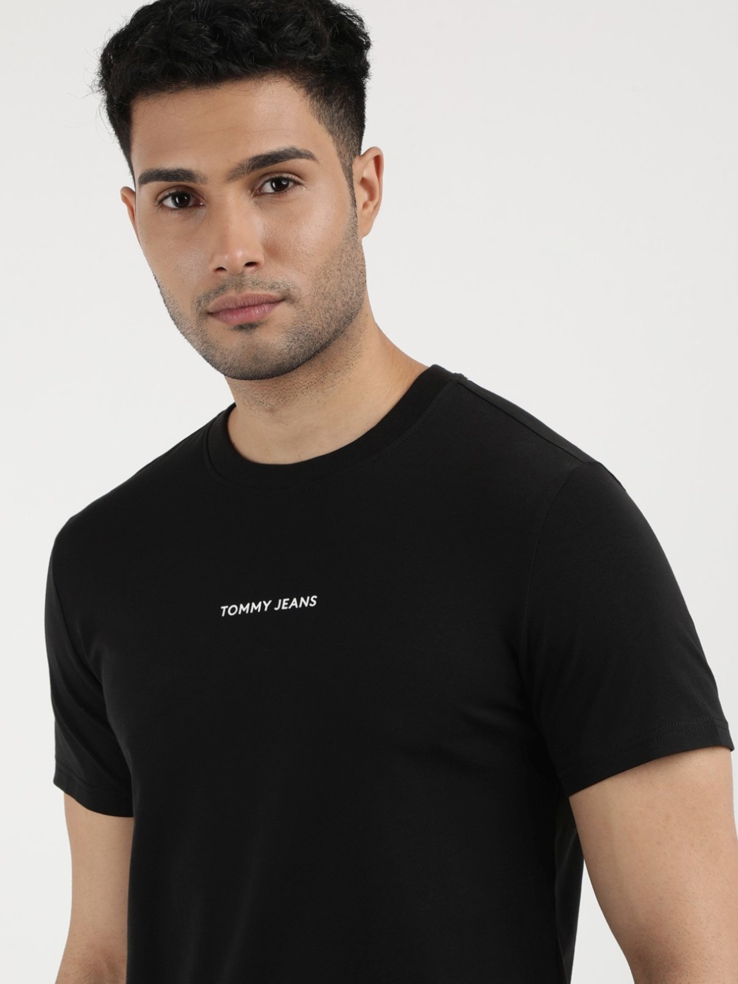 Tommy Hilfiger Black Cotton Skinny Fit T-Shirt