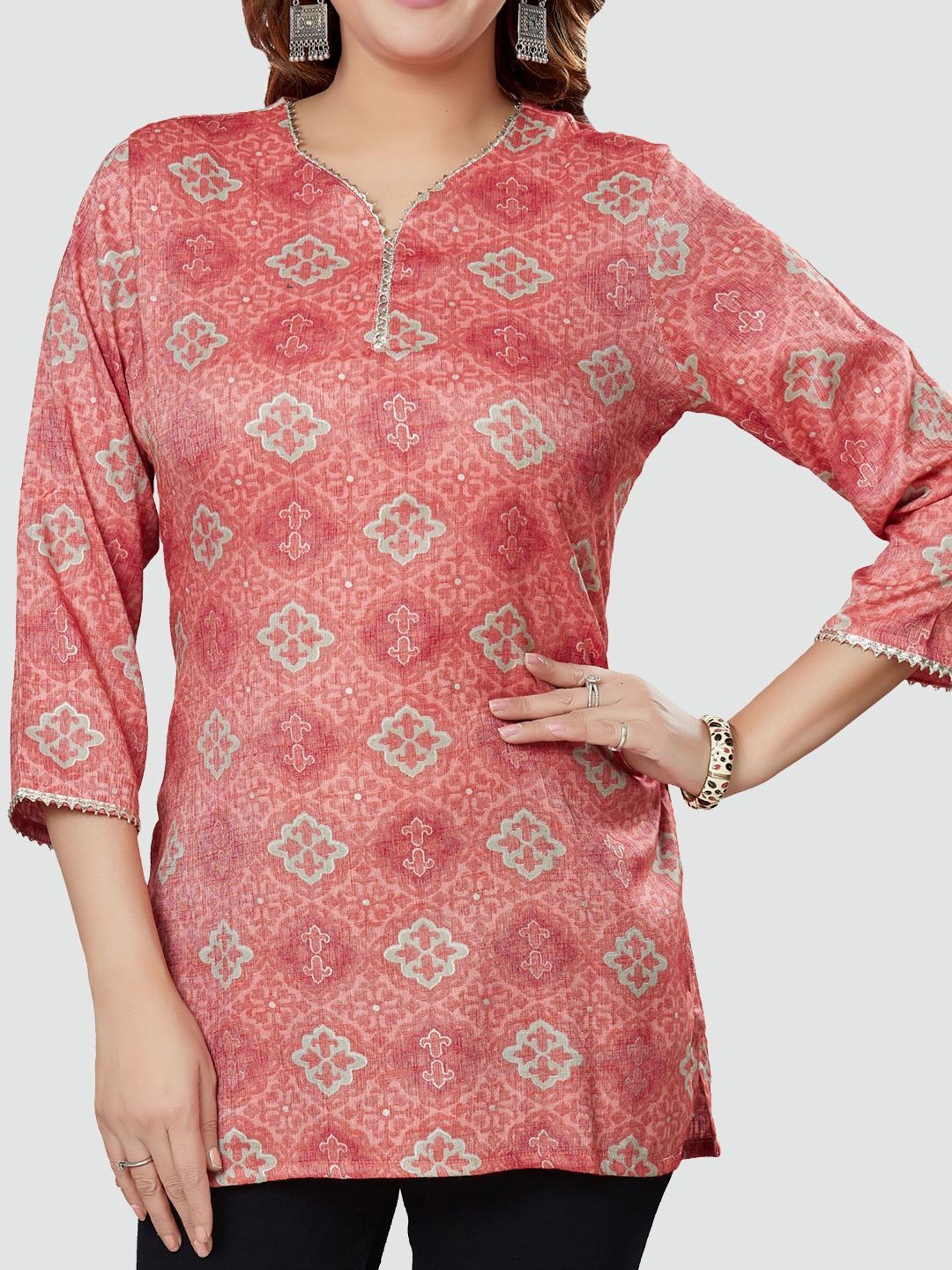 Saree Swarg Pink Printed Tunic