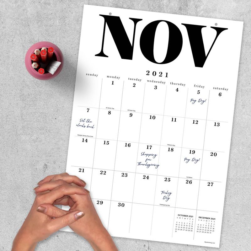 2021-22 Academic Wall Calendar Big Letters Art Poster Wall - The Time Factory