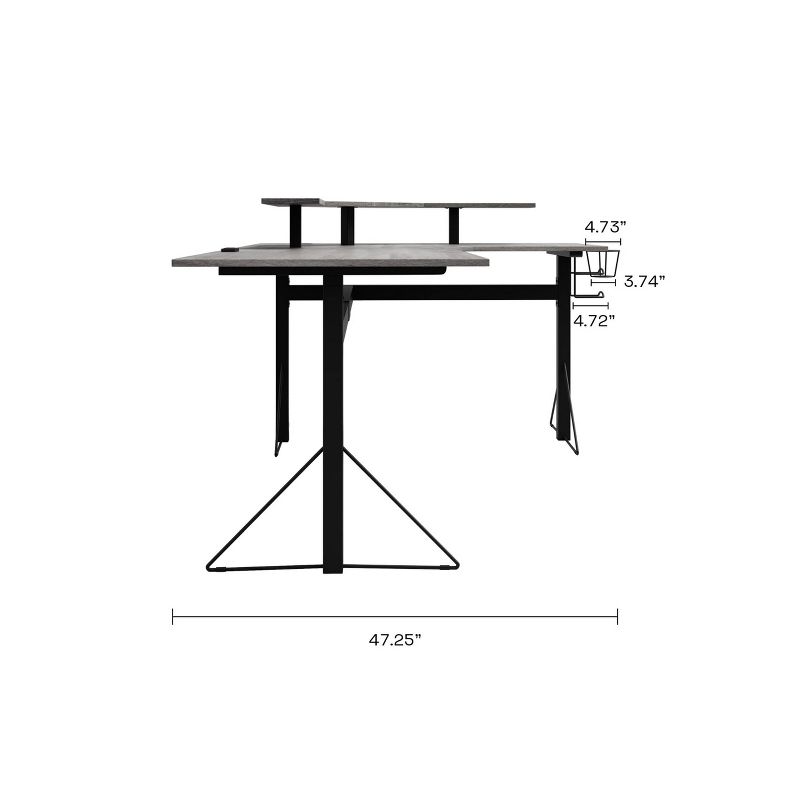 Carnegie Power Computer Gaming Desk Gray/Black - Jamesdar