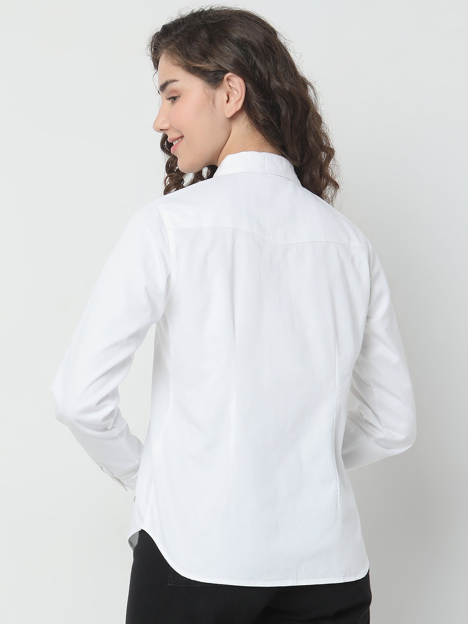 Spykar White Cotton Regular Fit Shirt