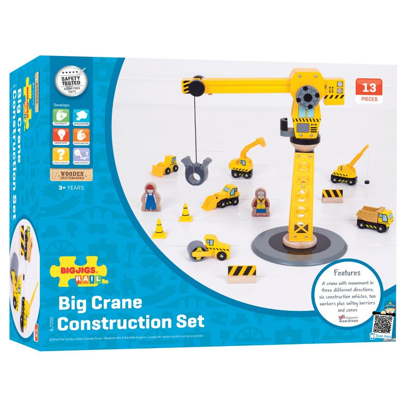 Bigjigs Rail Big Crane Construction Set Wooden Railway Train Set Accessory