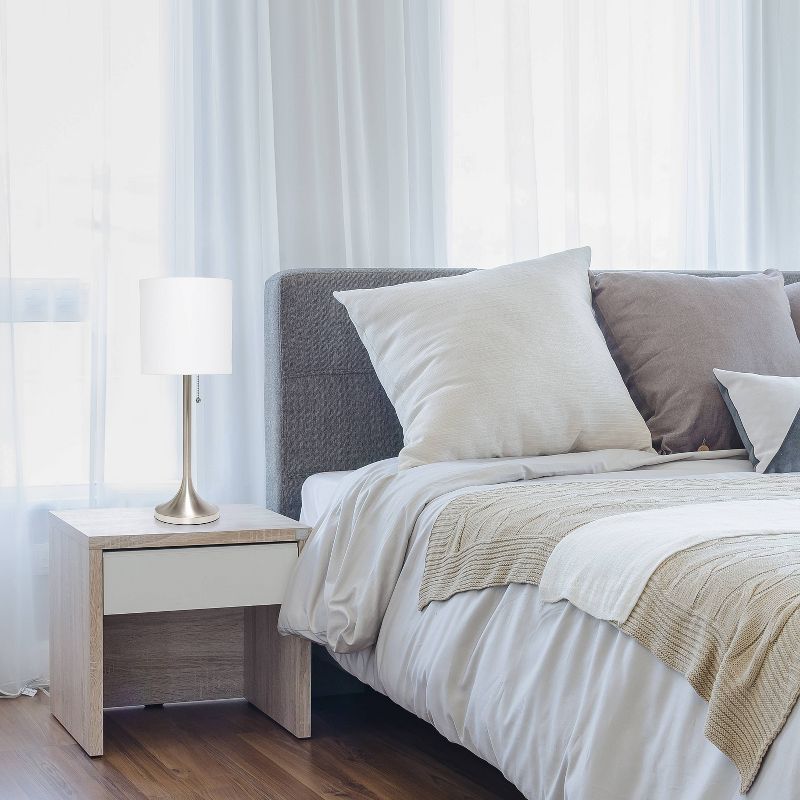 Tapered Desk Lamp with Fabric Drum Shade Silver - Simple Designs