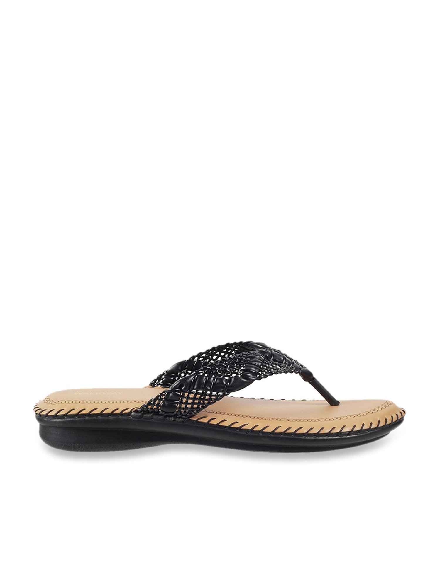 Walkway Women's Black Thong Sandals