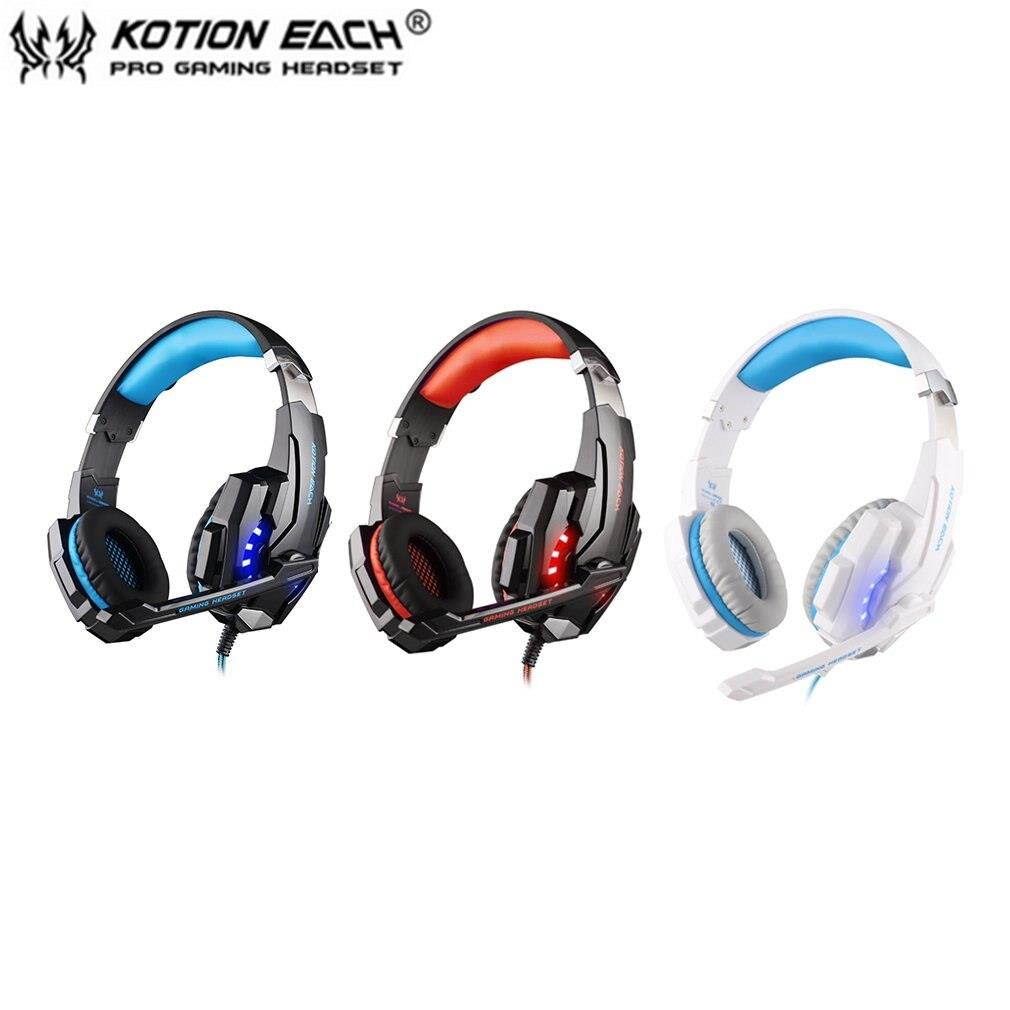 EACH G9000 3.5mm Gaming Headphone Microphone USB Single Hole Headset LED Light For PS4 Laptop Tablet Mobile Phones