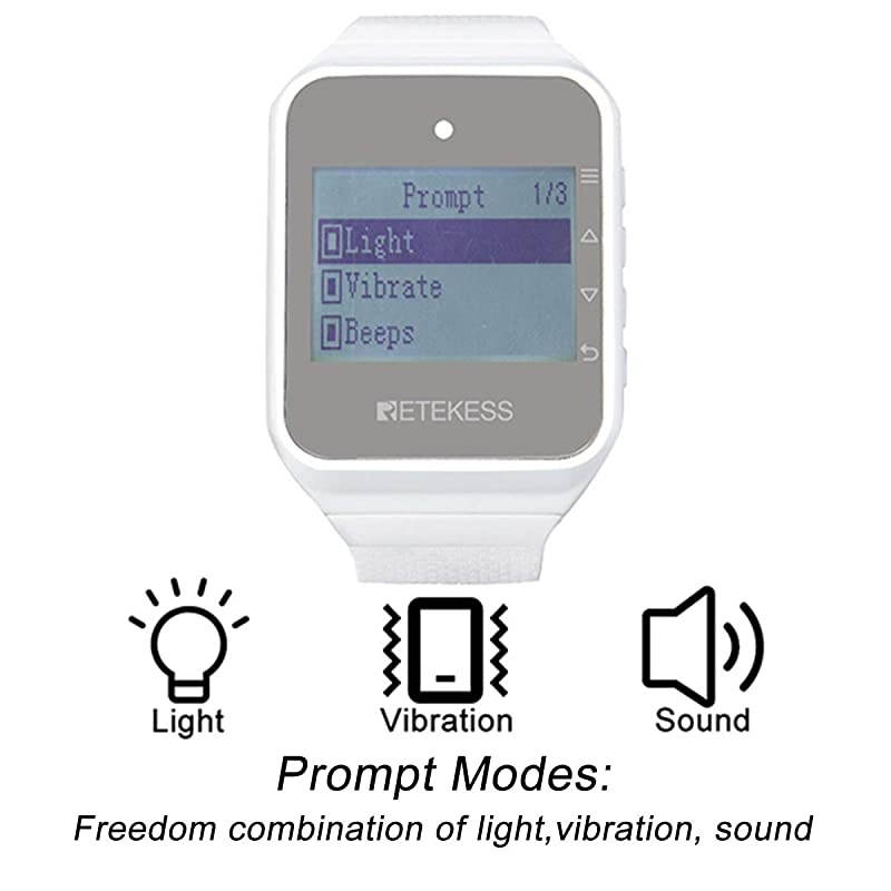 TD108 Caregiver Pager,Restaurant Pager,Standby 72 Hours,English Spanish Italian,Low Power Reminder,Alert Watch for Hospital,Clinic,Cafe,Hotel