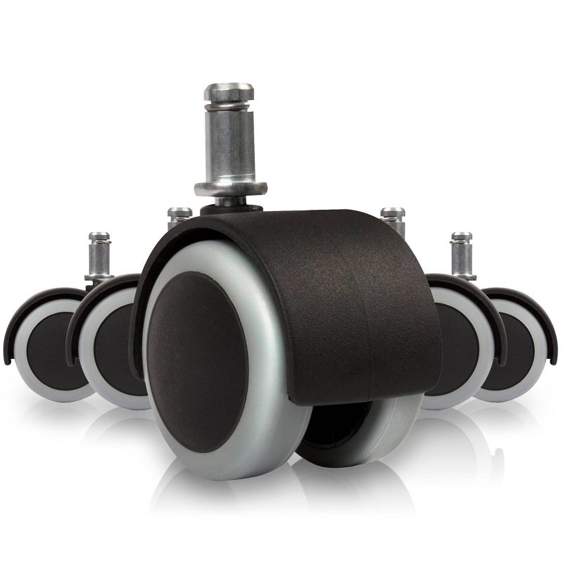 Slipstick (Set of 5) 2" Rubber Castor Wheels for Office Chairs