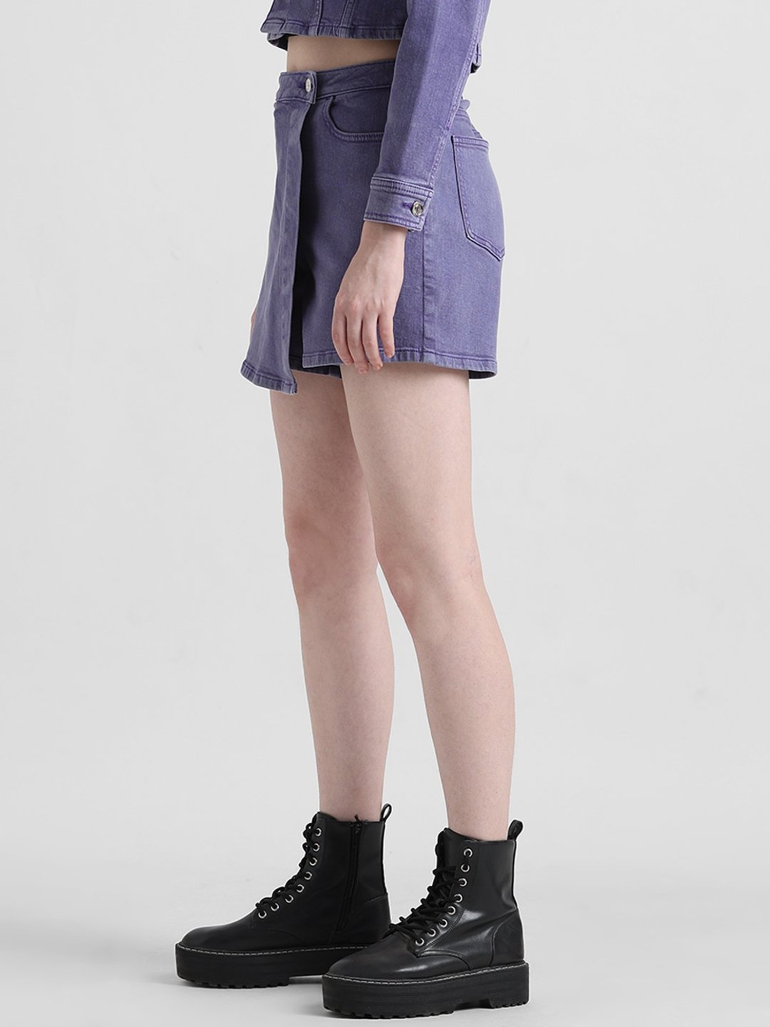 Belle Fille Sky Blue & Beige Printed Skirt