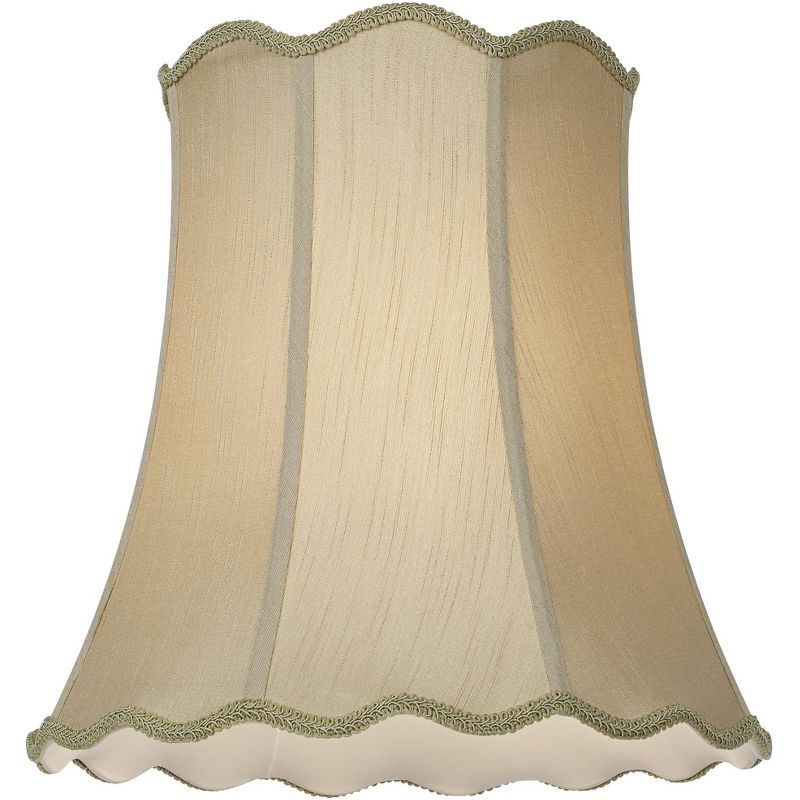Imperial Shade Taupe Large Scallop Bell Lamp Shade 12" Top x 18" Bottom x 18" Slant x 17.5 High (Spider) Replacement with Harp and Finial