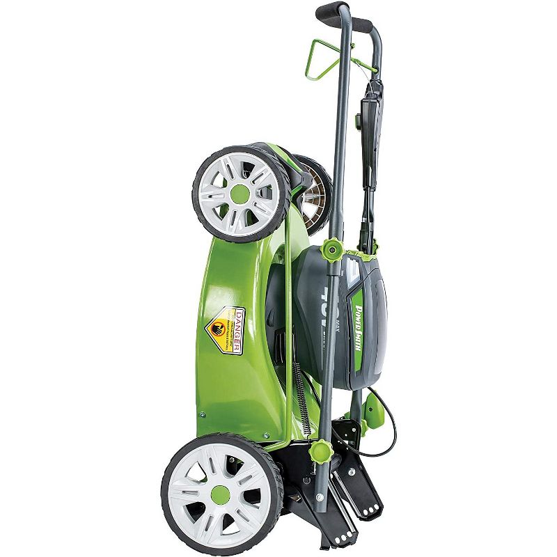 PowerSmith PLM14021H Battery Powered 40 Volt Max Lithium Ion 21 Inch Electric Brushless Motor Lawn Mower with 2 Batteries, Charger, and Bag, Green