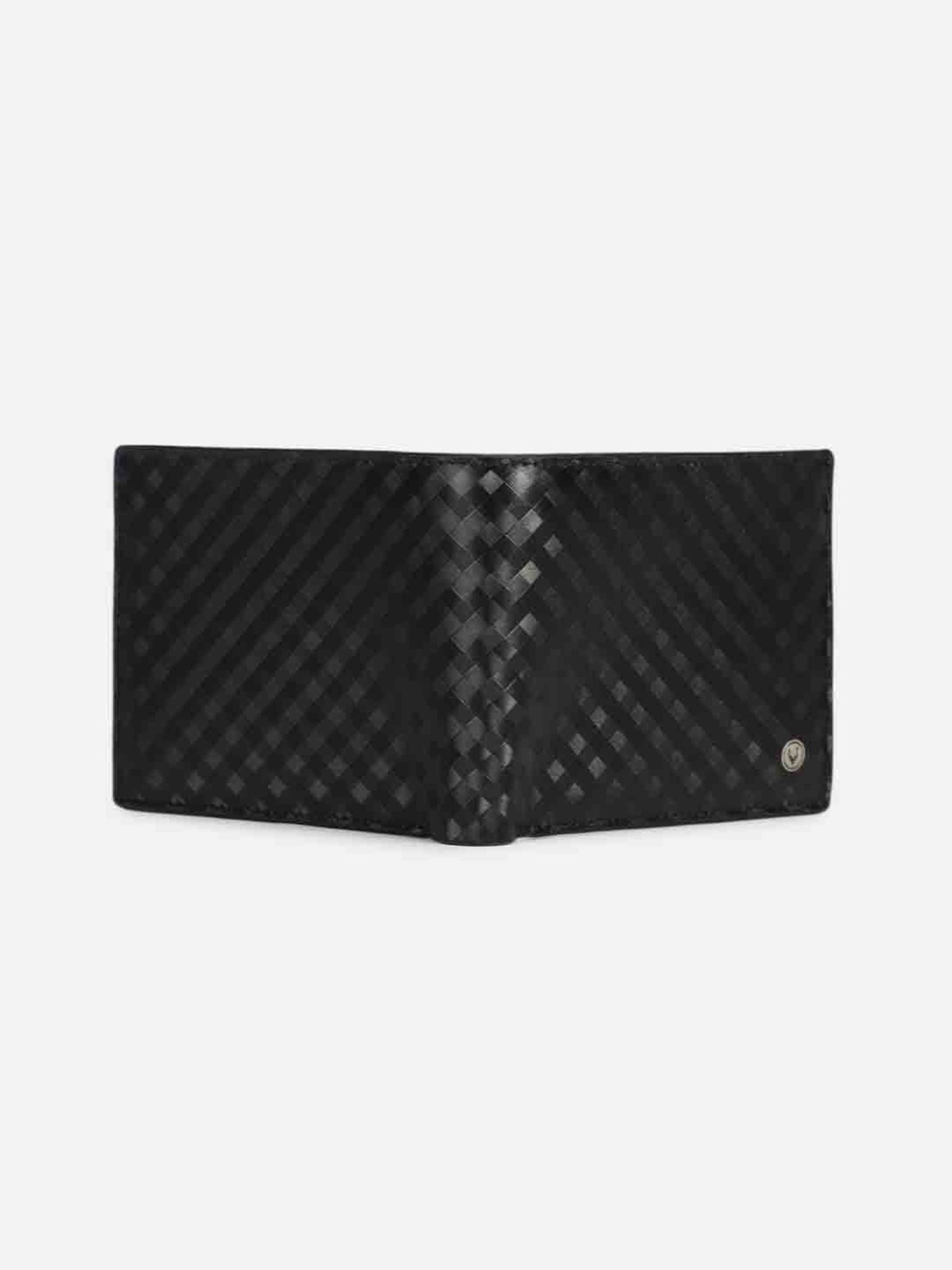 Allen Solly Black Geometric Leather Bi-Fold Wallet for Men