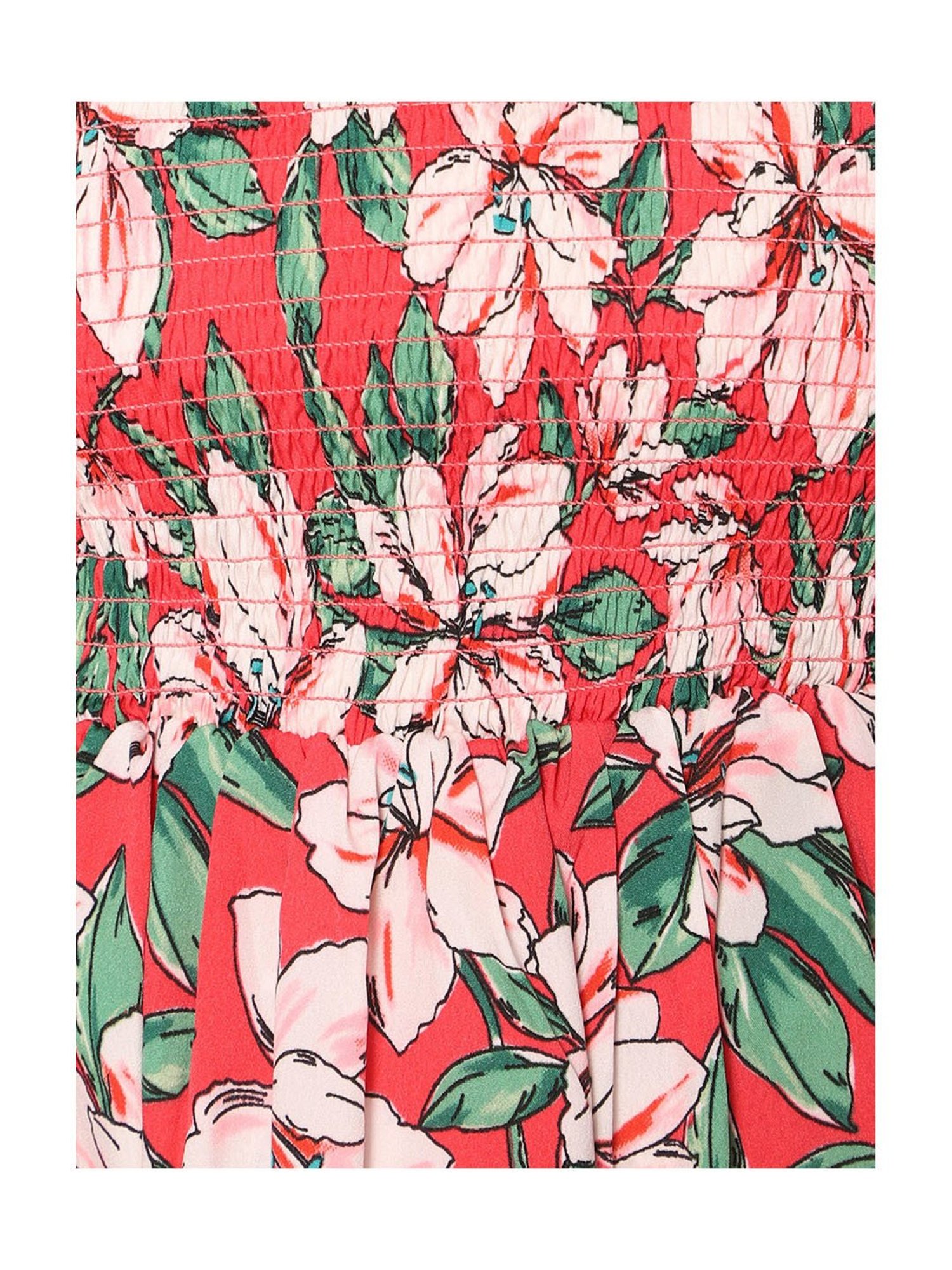 TeenTrums Girls Red Floral Print Dress