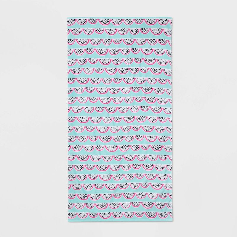 Dragon Fruit Printed Beach Towel Aqua - Sun Squad™