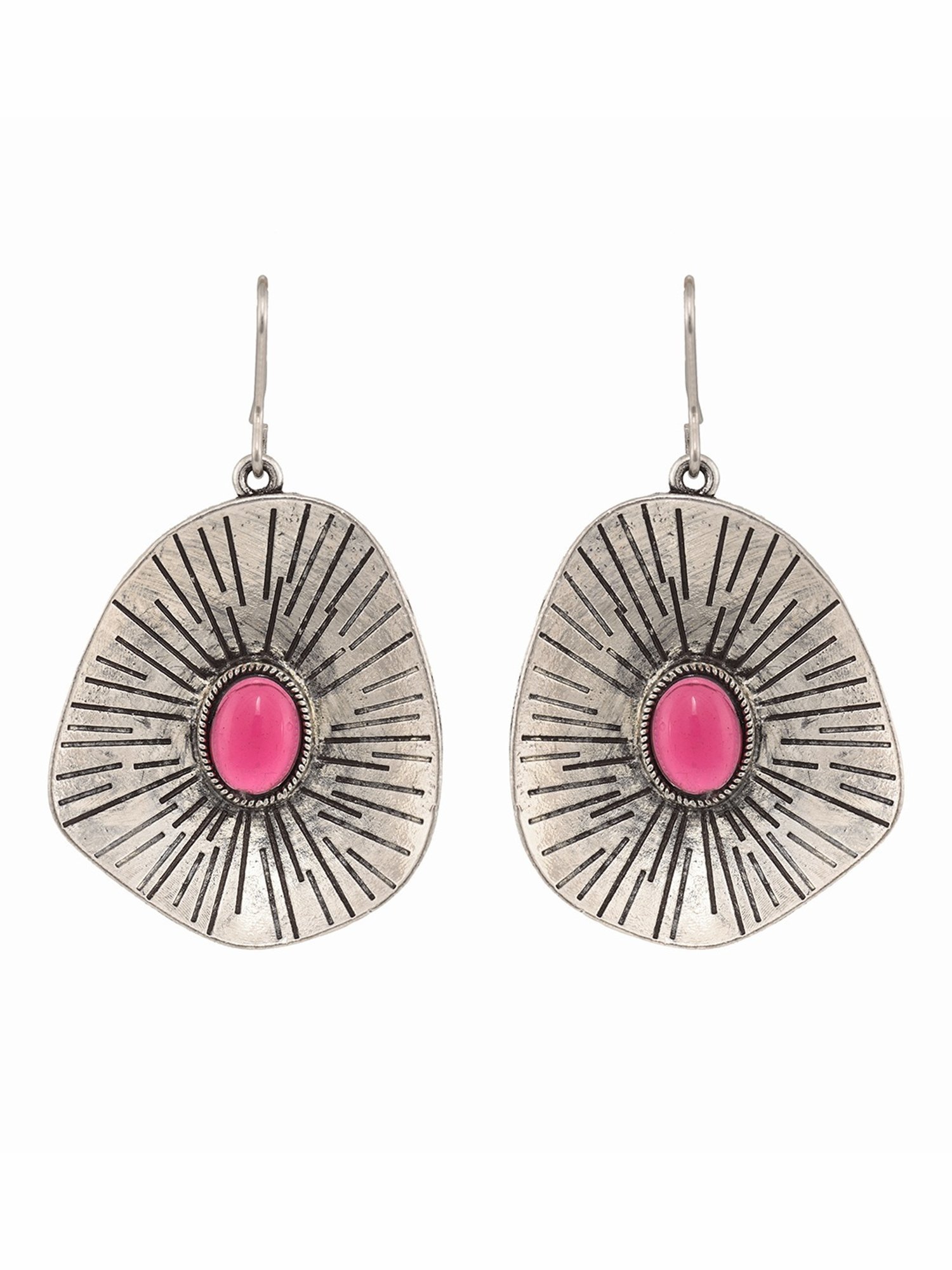 Saraf RS Jewellery Silver Oxidised Leaf Shaped Drop Earrings