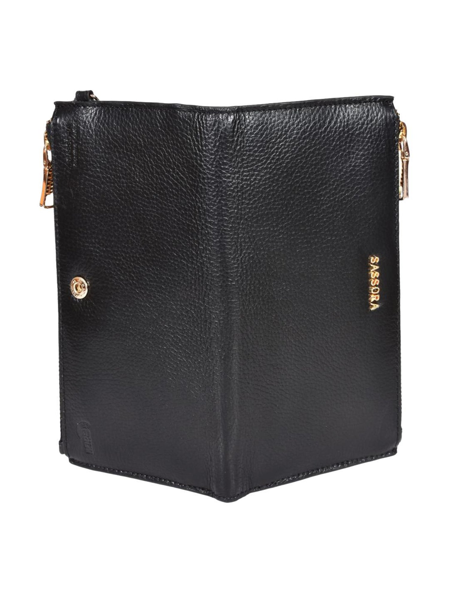 SASSORA Lyla Black Leather Bi-Fold Wallet