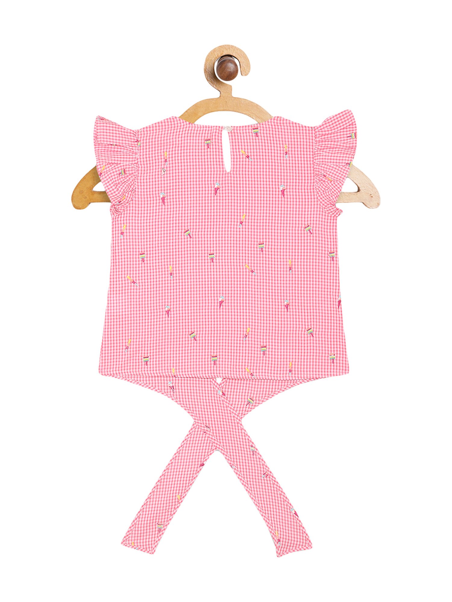 Elle Kids Pink Cotton Embroidered Top