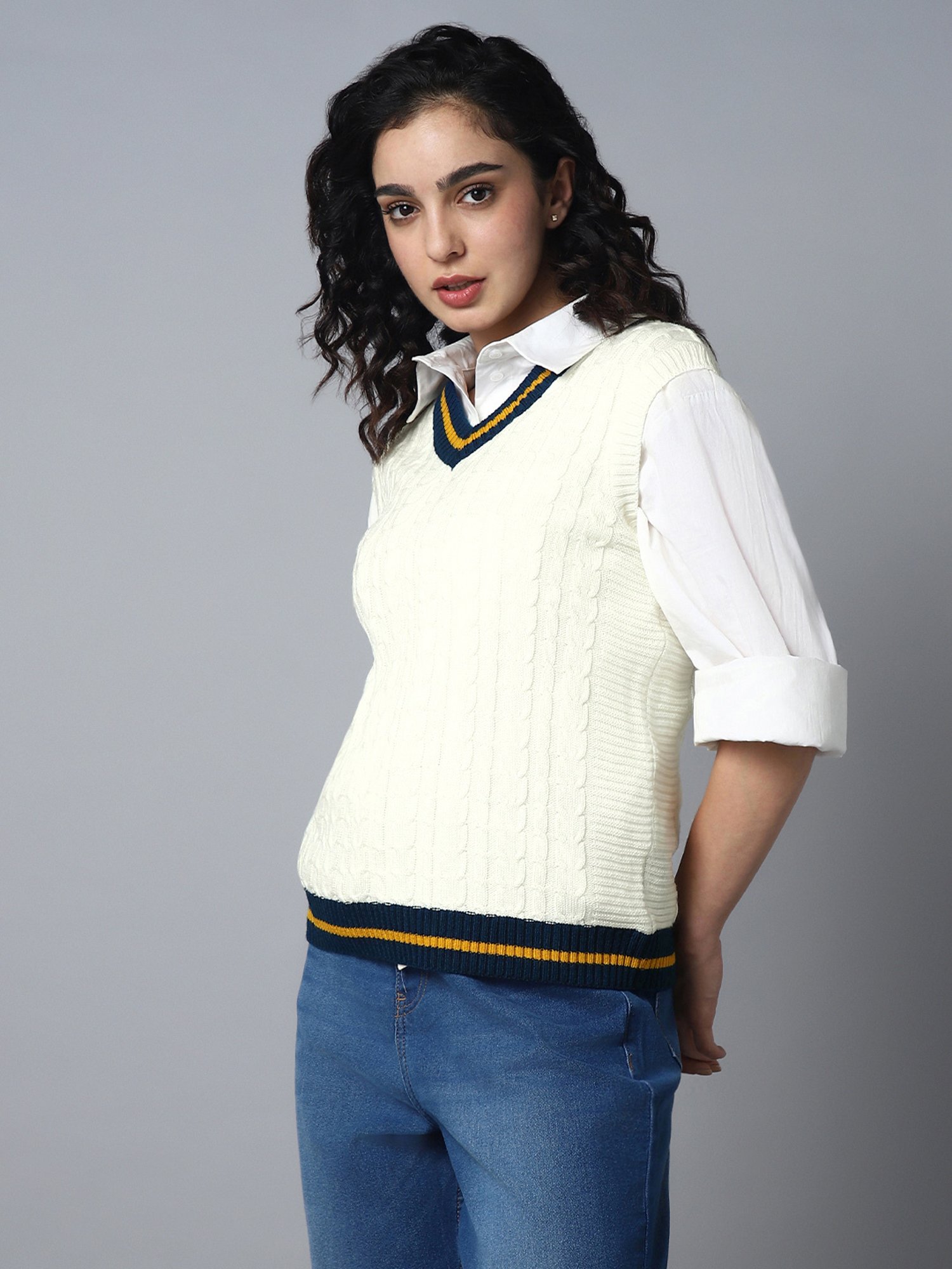 High Star White Regular Fit Sweater