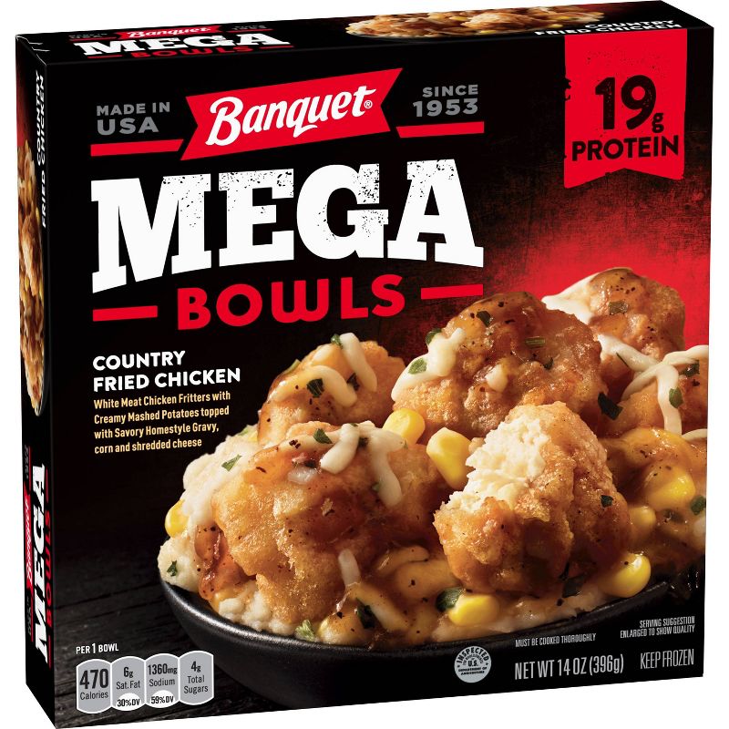Banquet Mega Bowl Frozen Country Fried Chicken - 14oz