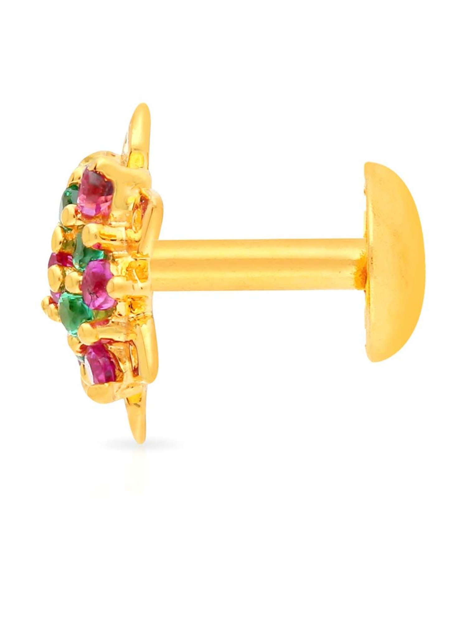 Malabar Gold and Diamonds 22k Gold Floral Nosepin for Women