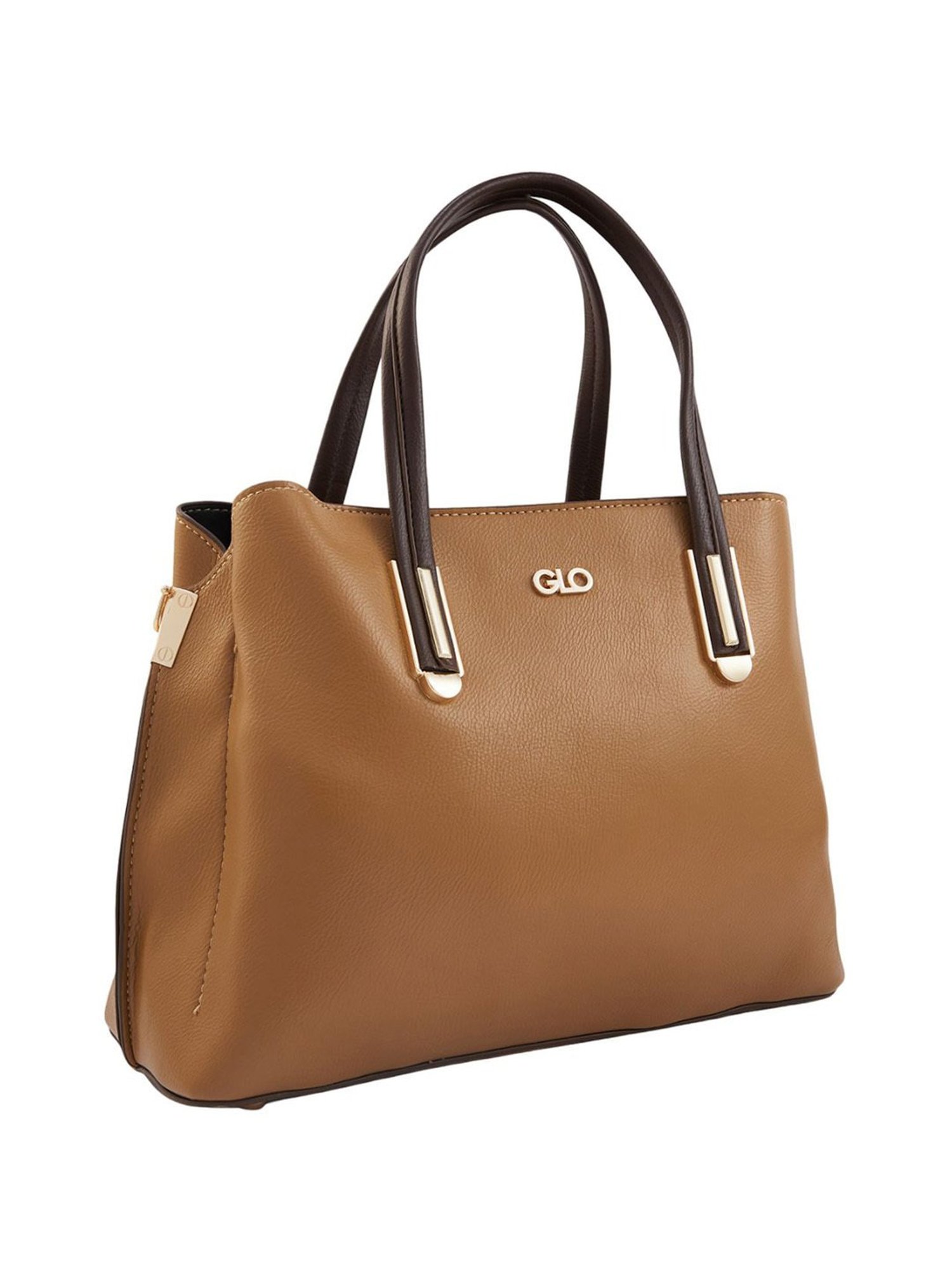 Globus Tan PU Solid Handbag