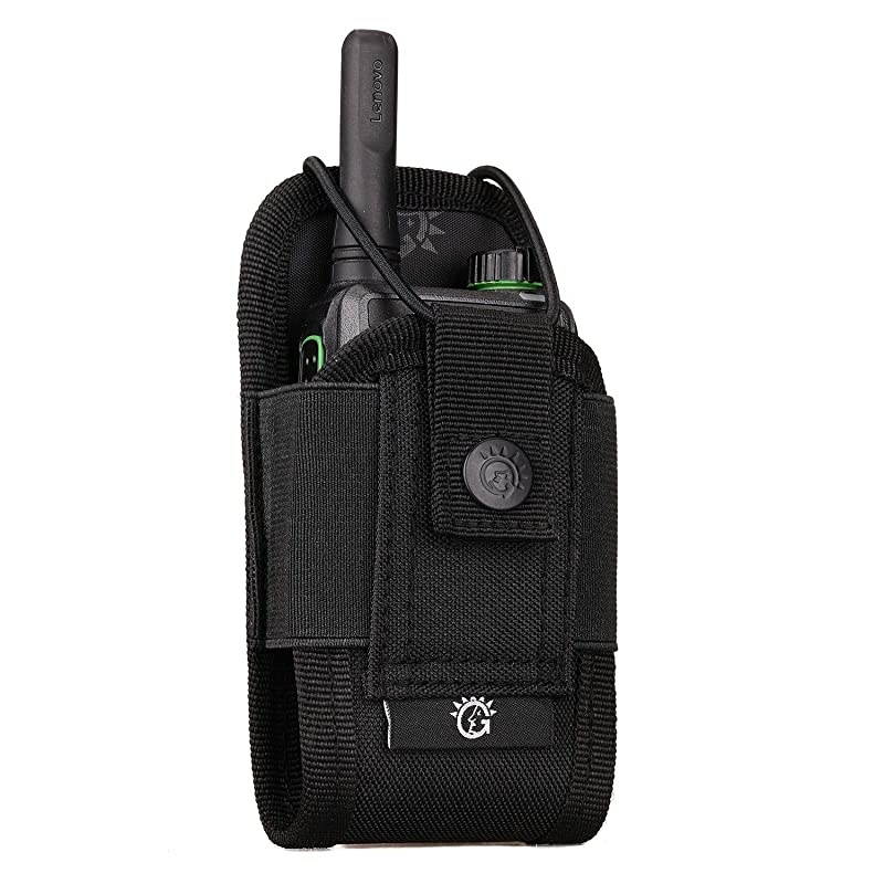 Versatile Radio Holster PouchTactical Molle Radio Holder Case PouchMilitary Interphone Storage Nylon Bag Lightweight for Two Way Radios Walkie Talkies Black