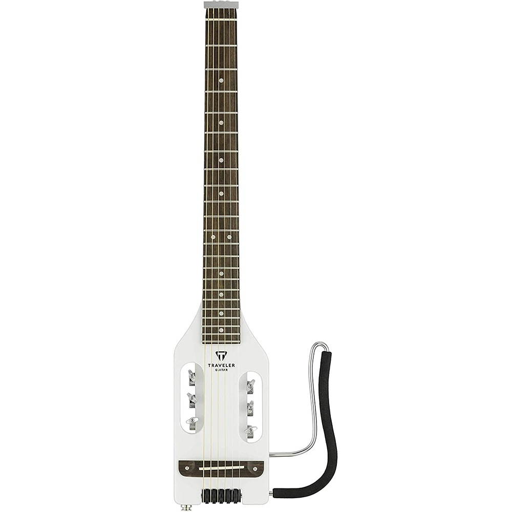 Traveler Guitar Ultra-Light Acoustic Acoustic-Electric Guitar, White (ULA WTG) Bundle with TGA-1A Acoustic Headphone Amp, Professional Studio Headphones, and Clip-On Guitar Tuner