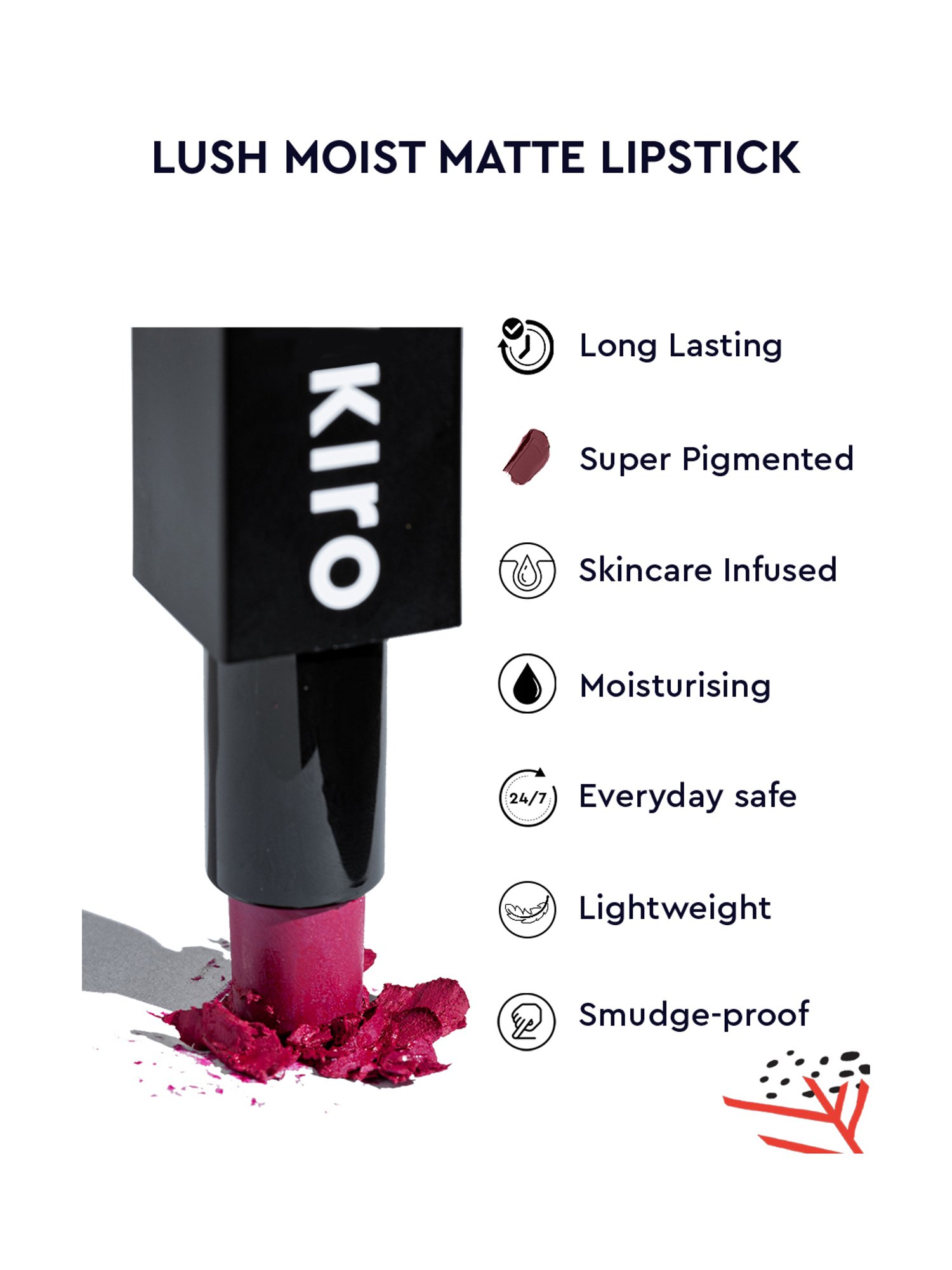 Kiro Beauty Lush Moist Matte Long Lasting Lipstick Ginger Tea - 4.2 gm