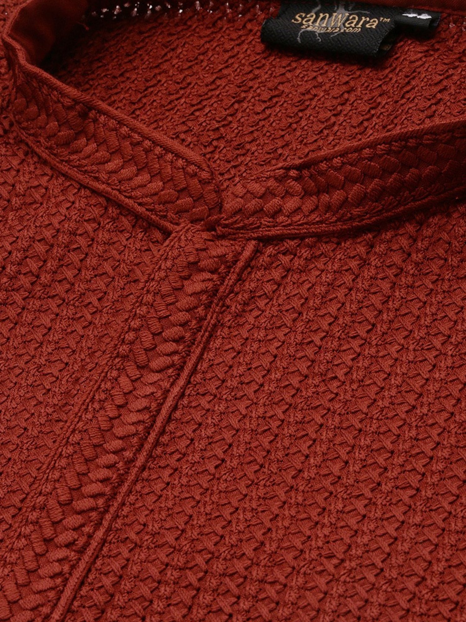 Sanwara Maroon & White Regular Fit Chikankari Kurta & Churidar Set