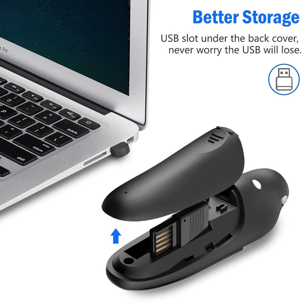 Wireless Presenter RF 2.4GHz USB PowerPoint Presentation Clicker PPT Remote Control Laser Pointer Slide Advancer Support Mac