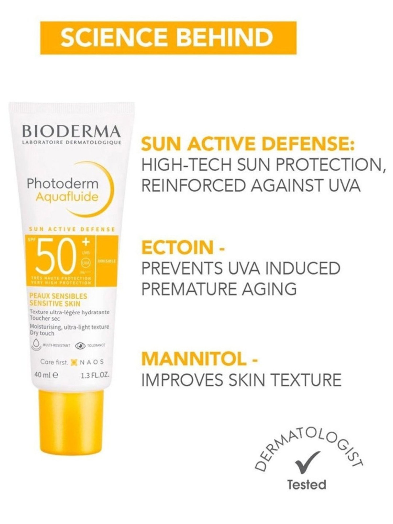 Bioderma Photoderm Max Aquafluide SPF 50 Dry Touch Matte Finish Sunscreen Light Tint - 40 ml