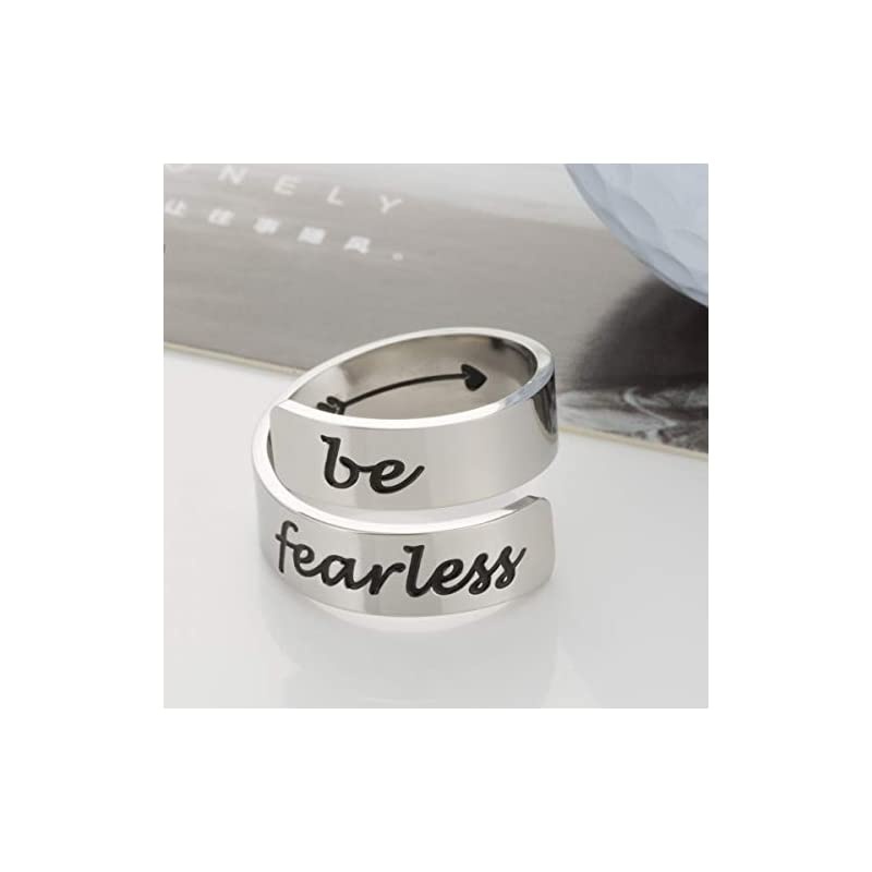 Inspirational Motivational Ring Adjustable Personalized Stainless Steel Spiral Wrap Twist Ring Encouragement Personalized Jewelry Birthday Gifts for Girls