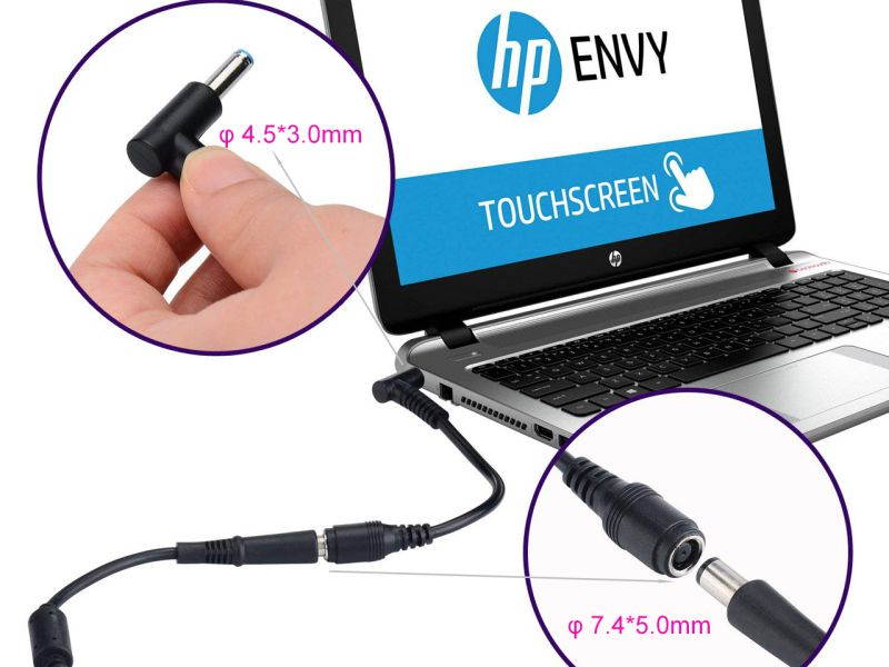 Laptop Adapter Tip Connector Converter for 7.4x5.0mm HP Stream Spectre Pavilion Envy Elitebook Split Chromebook/Dell Latitude Inspiron XPS Precision to 4.5x3.0mm Asus, Toshiba, Lenovo Ideapad