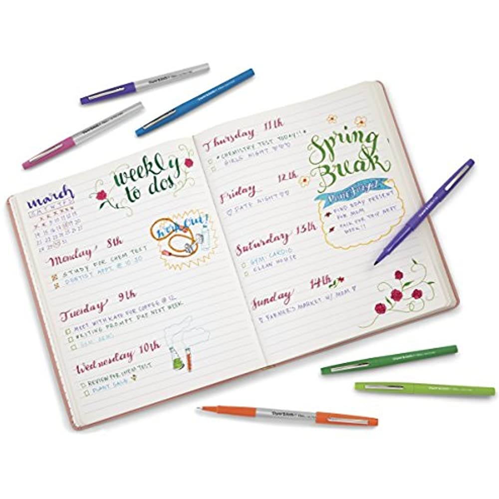 Paper Mate 1928605 Point Guard Flair Bullet Point Stick Pen, Assorted Colors, .7Mm, 12/Set