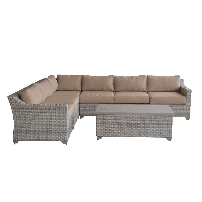 Fairmont 7pc Patio Sectional Seating Set with Cushions - Wheat - TK Classics